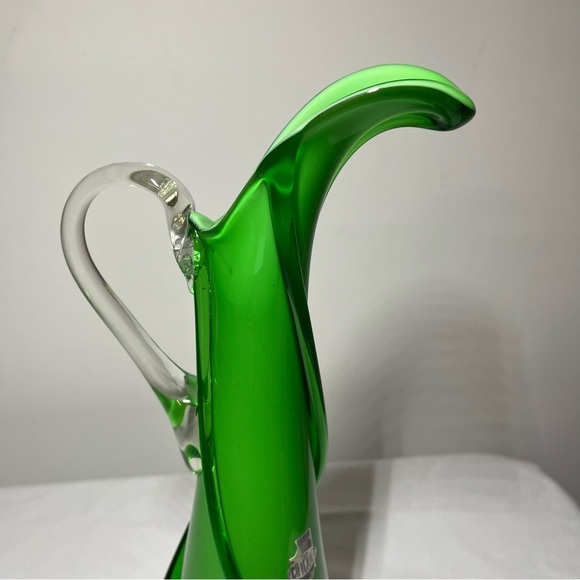 Cristalleria Fratelli Betti Empoli Green Art Glass pitcher Vase. Vintage - Picture 2 of 6